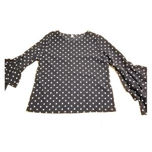 Ruffled polka dot blouse
